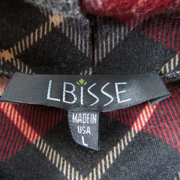 Lbisse Vintage Black & Red Tartan Plaid Turtle Neck A-Line Maxi Dress Large - Picture 5 of 6